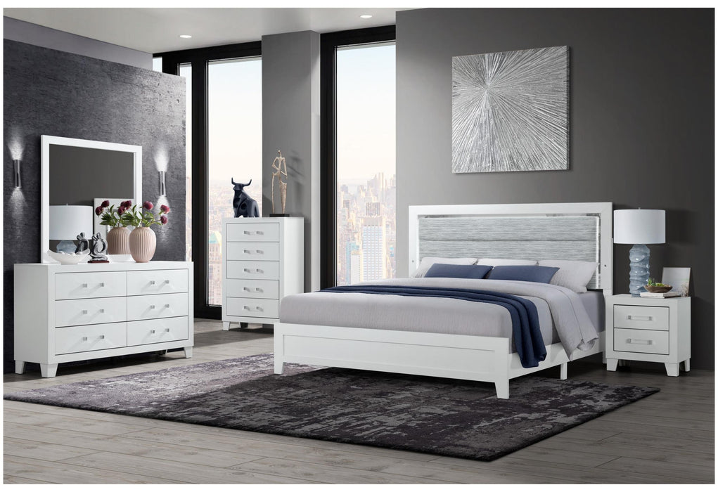 LUCCIA WHITE FULL BED GROUP WITH LED